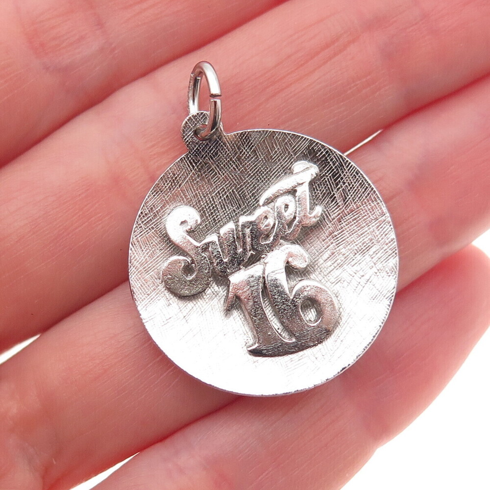 AE Art's Elegance 925 Sterling Silver Vintage Sweet 16 Charm Pendant